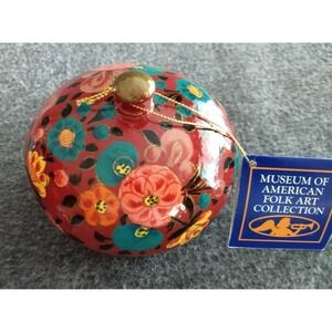 Enesco Floral Wooden Trinket Box‎ Handpainted Museum American Folk Art Gift Box